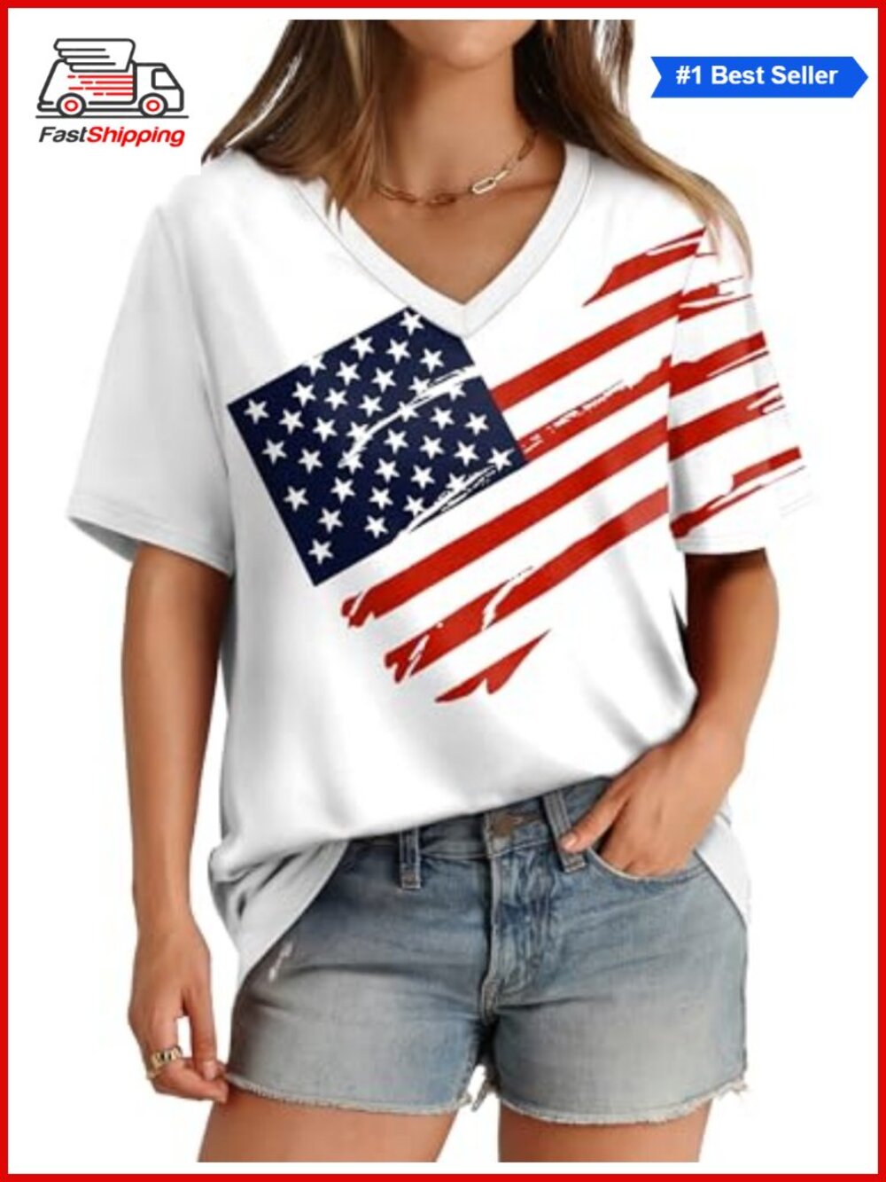 ✨ Womens V Neck Short Sleeve T Shirt Casual Loose Summer Tee Top